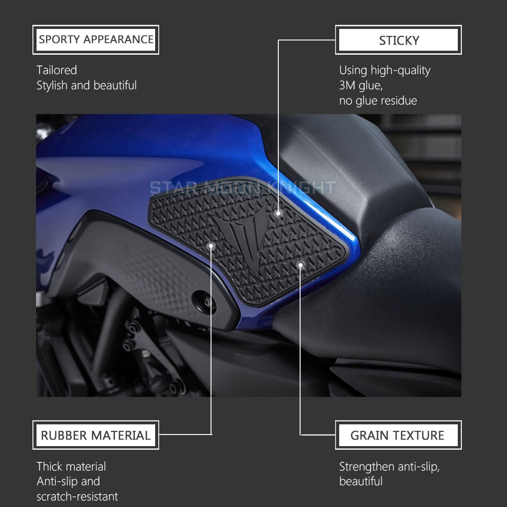 For Yamaha MT 07 MT07 MT-07 2021 - Side Fuel Tank pad Tank Pads Protector Stickers Decal Gas Knee Grip Traction Pad Tankpad