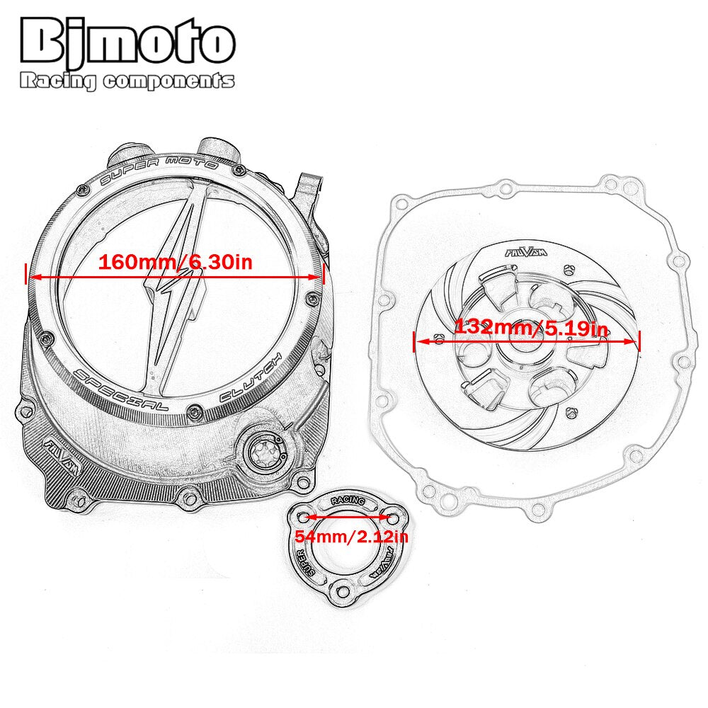 For Kawasaki Z1000 Z 1000 2016-2021 Motorcycle CNC Racing Clear Engine Clutch Cover & Spring Retainer R