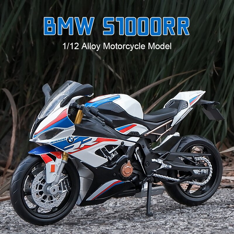 1/12 BMW S1000RR Alloy Diecast Motorcycle Model Toy Collection Hobbies Shork-Absorber Off Road Autocycle Toys Car Kid Gifts