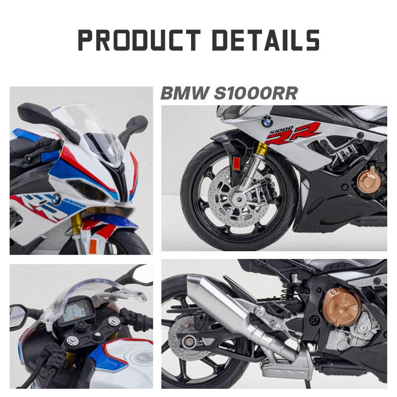 1/12 BMW S1000RR Alloy Diecast Motorcycle Model Toy Collection Hobbies Shork-Absorber Off Road Autocycle Toys Car Kid Gifts