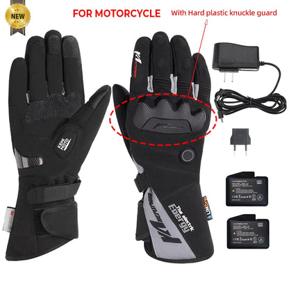 Heated Motorcycle Gloves Winter Warm Motorcycle Moto Heated Gloves Waterproof Rechargeable Heating Thermal Gloves For Snowmobile