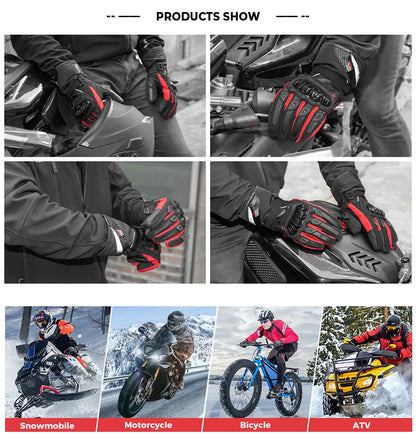 KEMiMOTO Winter Motorcycle Gloves Touch Screen Motorcross Waterproof Windproof Protective Winter Gloves Men Guantes Moto Luvas