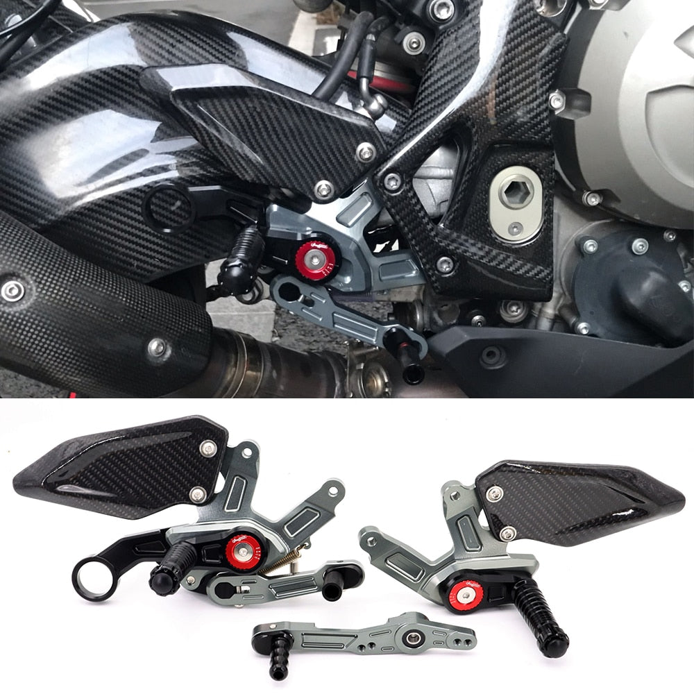 New Motorcycle Accessories For BMW S1000R S1000RR Footrest Carbon Fiber Adjustable Back Cover Footpegs Rear Footpegs S 1000 R RR