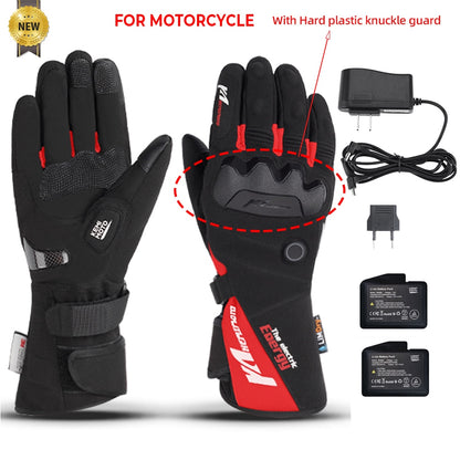 Heated Motorcycle Gloves Winter Warm Motorcycle Moto Heated Gloves Waterproof Rechargeable Heating Thermal Gloves For Snowmobile