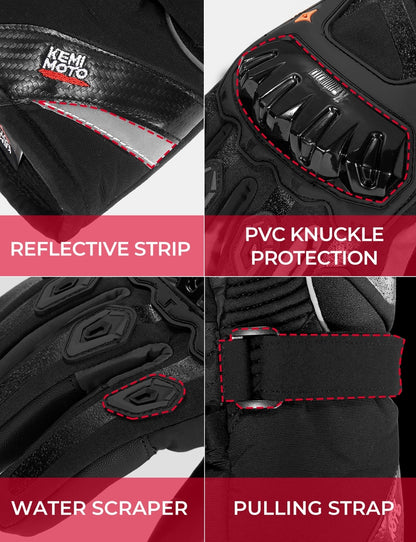 KEMiMOTO Winter Motorcycle Gloves Touch Screen Motorcross Waterproof Windproof Protective Winter Gloves Men Guantes Moto Luvas